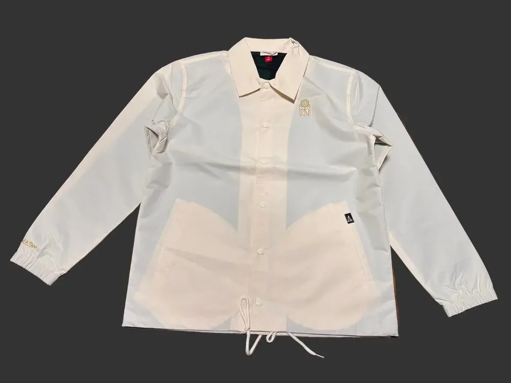 Mitchell & Ness Branded Shirt Wind Breaker Cream White Men’s Large L New NWOT